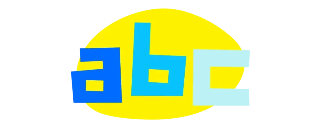 Colorful ABC letters logo with a yellow background for ABC Coloring Pages website