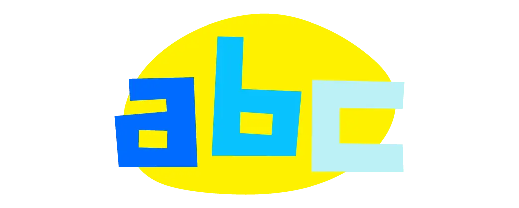 Colorful ABC letters logo with a yellow background for ABC Coloring Pages website