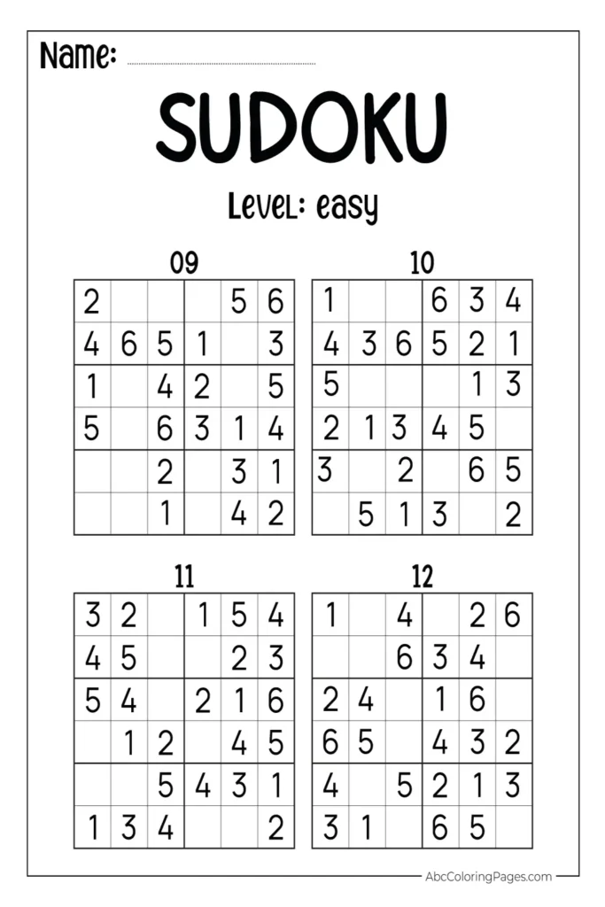 Printable easy sudoku for kids 6x6 puzzle sheet number 3 for fun brain training