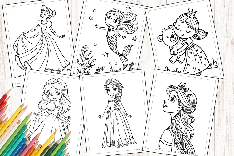 Simple and easy free princess coloring sheet for kids