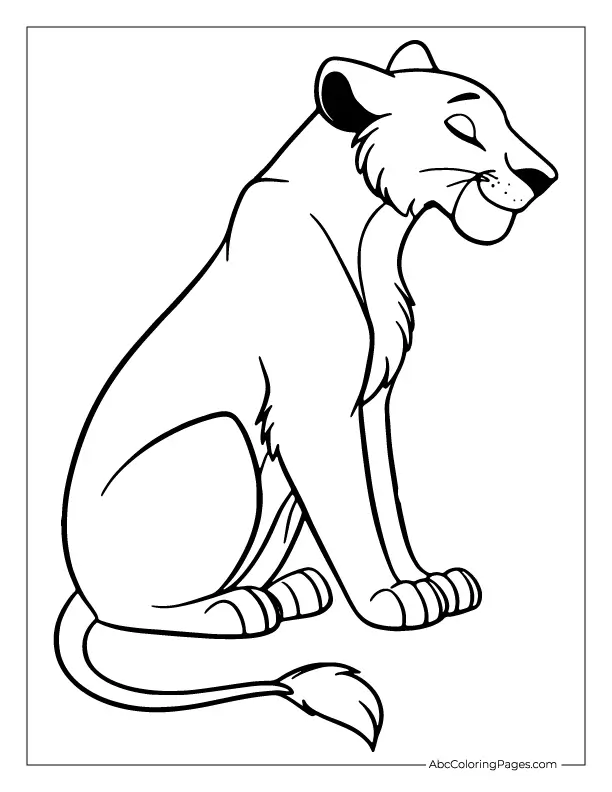 Printable coloring page of a lioness – free and easy to download