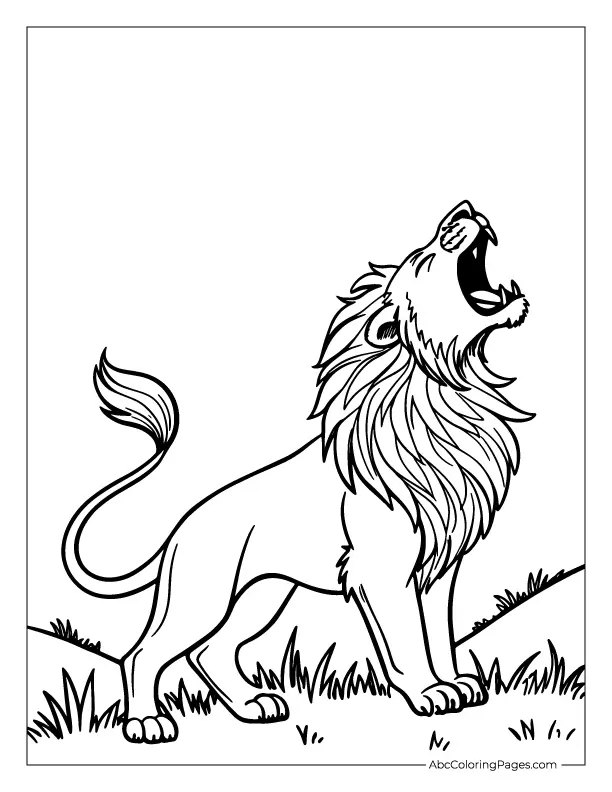 Roaring lion face illustration – free coloring sheet for older kids