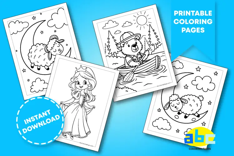 simple coloring pages for kids, easy and fun illustrations to print and color