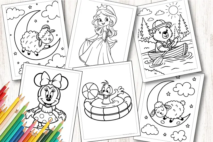 simple coloring pages for kids, easy and fun illustrations to print and color