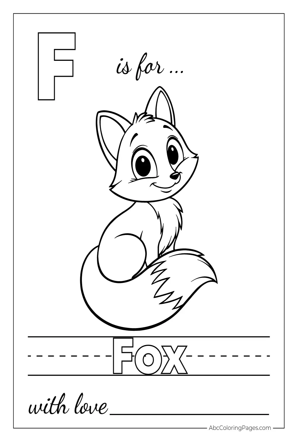 Letter F coloring page with cute design