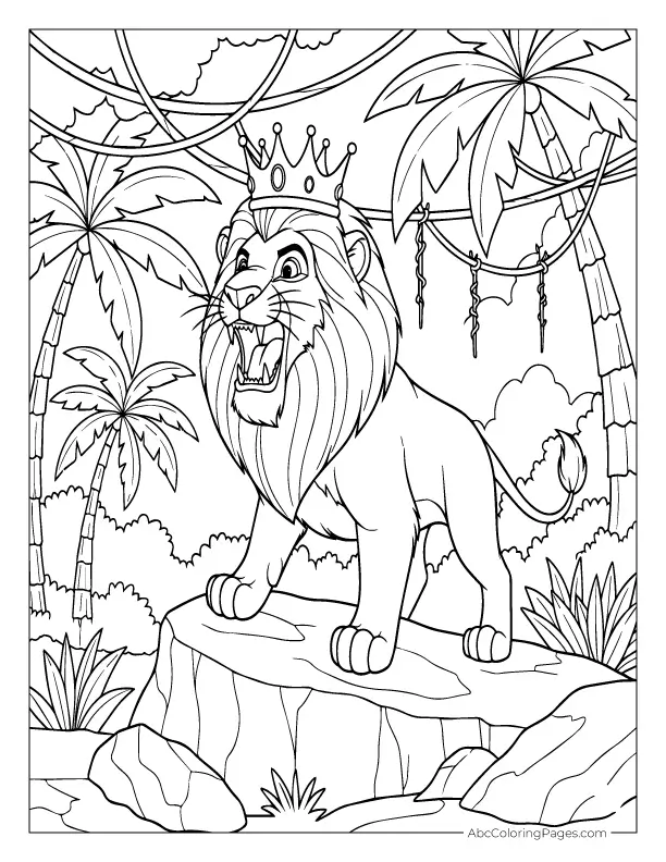 safari animals coloring pages roaring lion outline