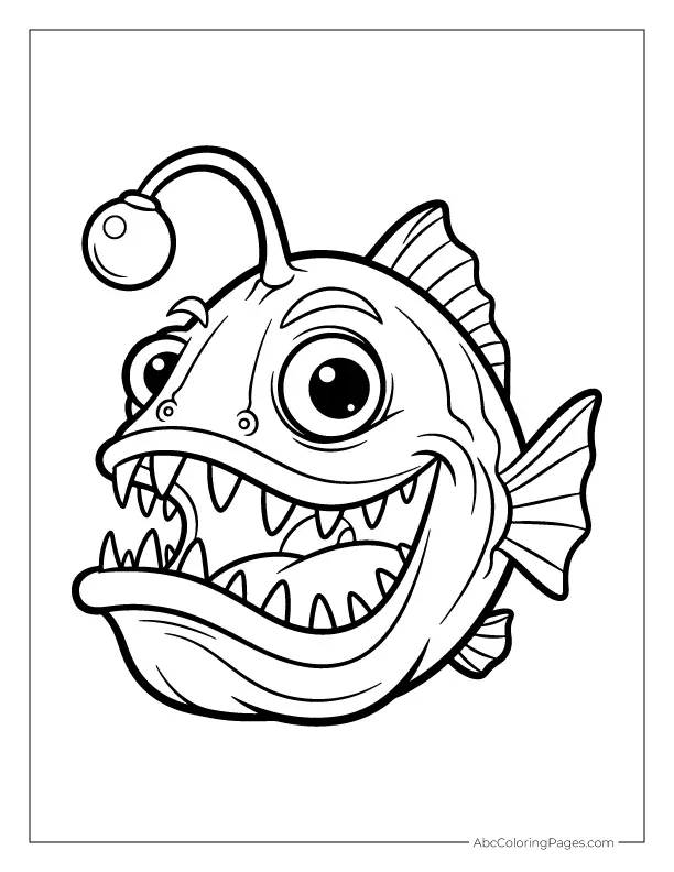 Anglerfish with Glowing Light printable PDF coloring page