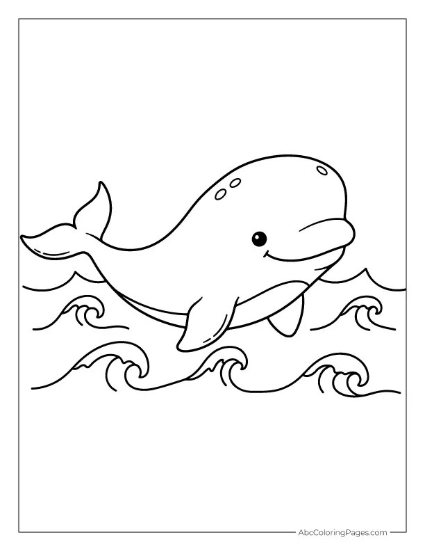 Beluga Whale in Arctic Waters printable PDF coloring page