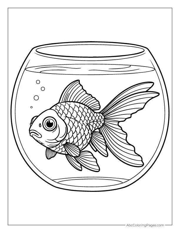 goldfish in bowl simple coloring page