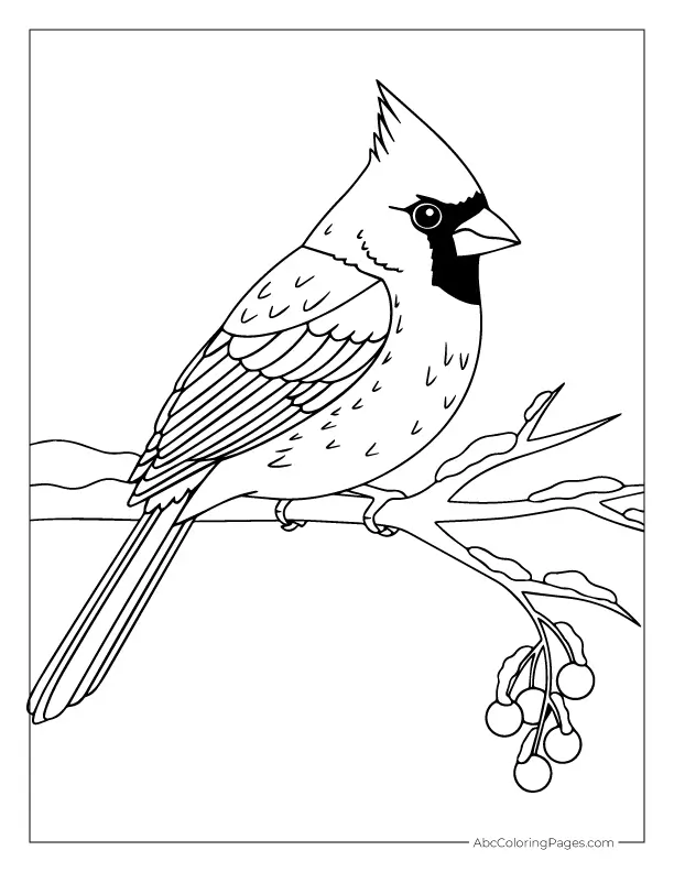 cardinal in snow coloring page