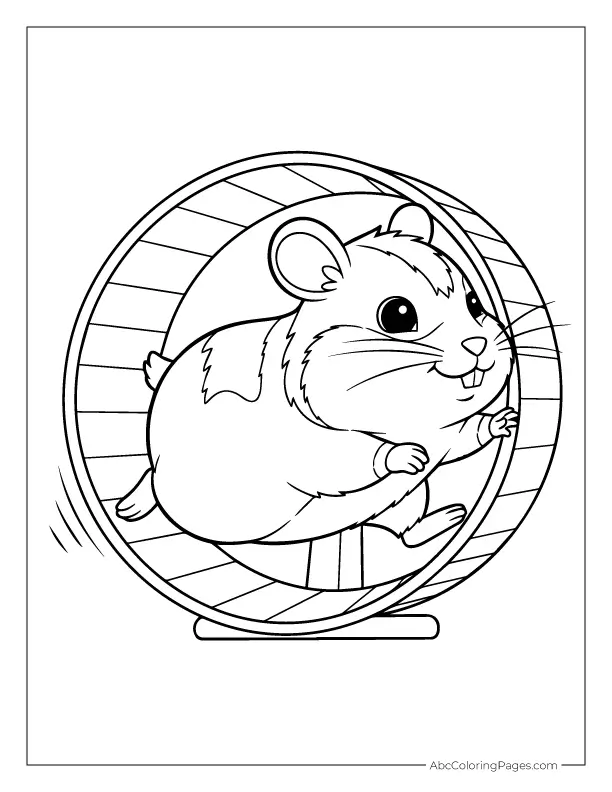 hamster in spinning wheel coloring sheet