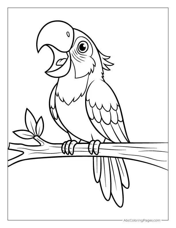 parrot sitting on perch coloring outline