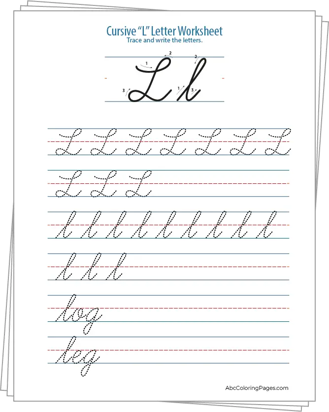 Cursive L Letter Worksheet printable Worksheet PDF
