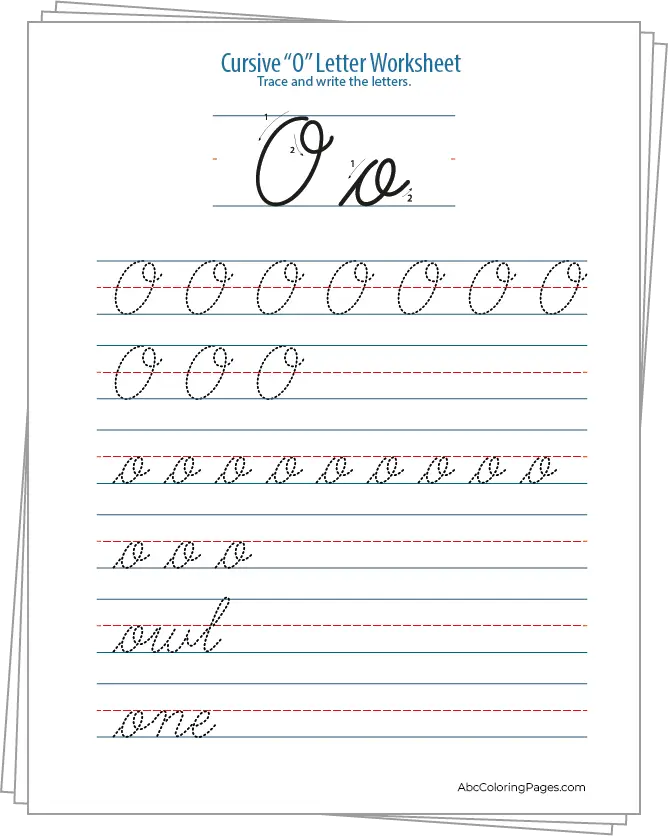 Cursive O Letter Worksheet printable Worksheet PDF