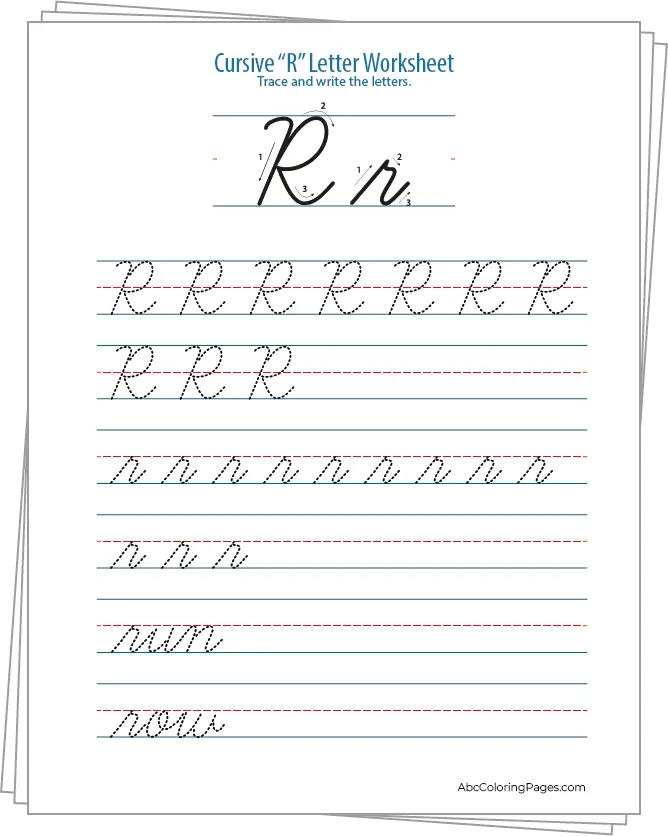 Cursive R Letter Worksheet printable Worksheet PDF