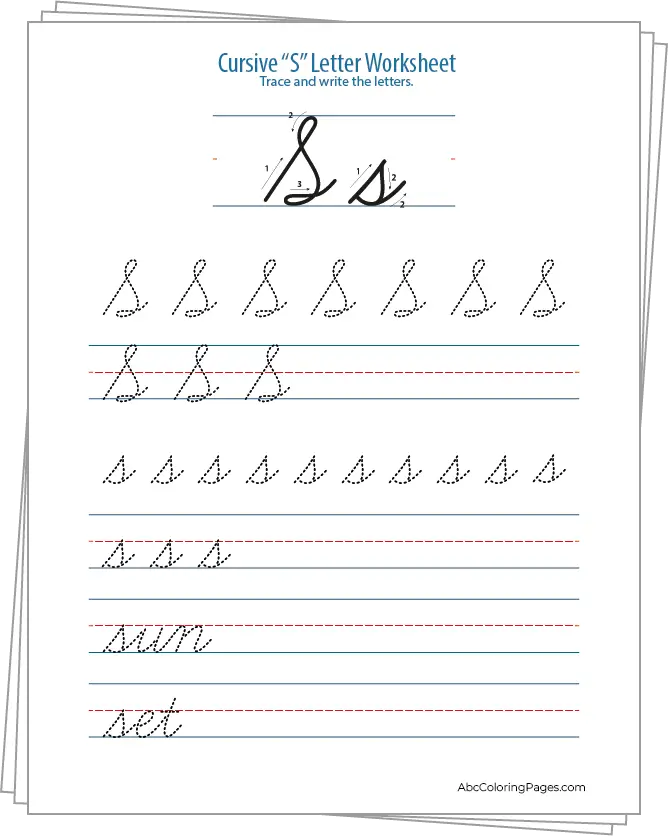 Cursive S Letter Worksheet printable Worksheet PDF