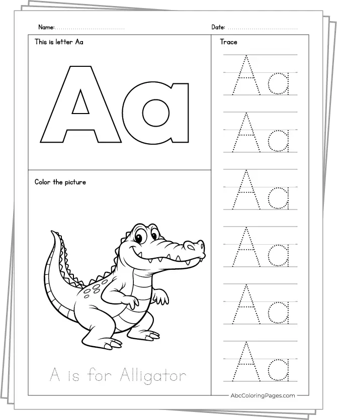 Download free printable letters A to E tracing worksheets for kids