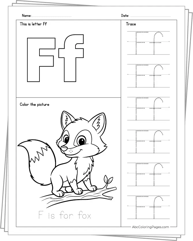 Download free printable letters F to J tracing worksheets for kids