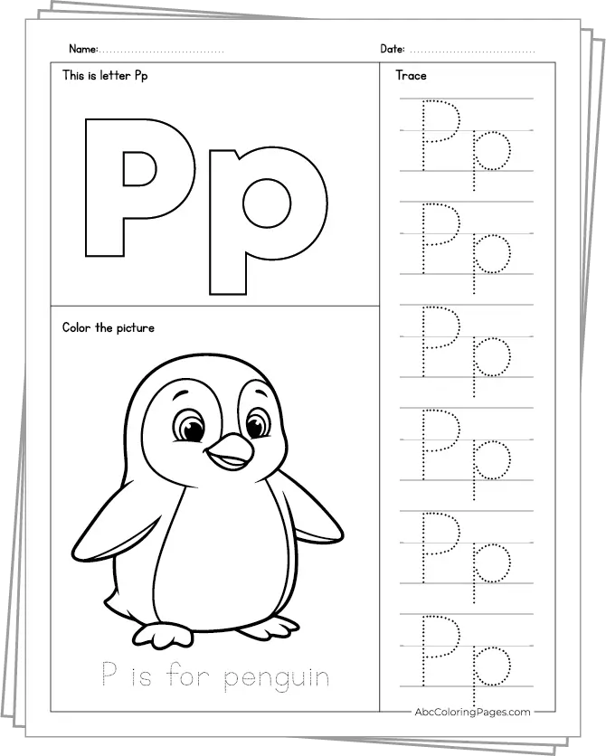 Download free printable letters P to T tracing worksheets for kids