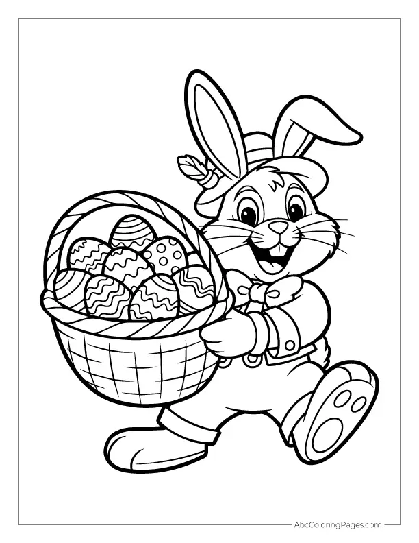 Easter bunny coloring page free printable PDF download