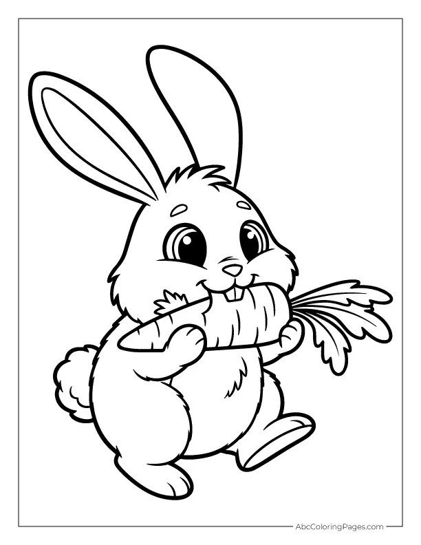 rabbit with carrot kids coloring page