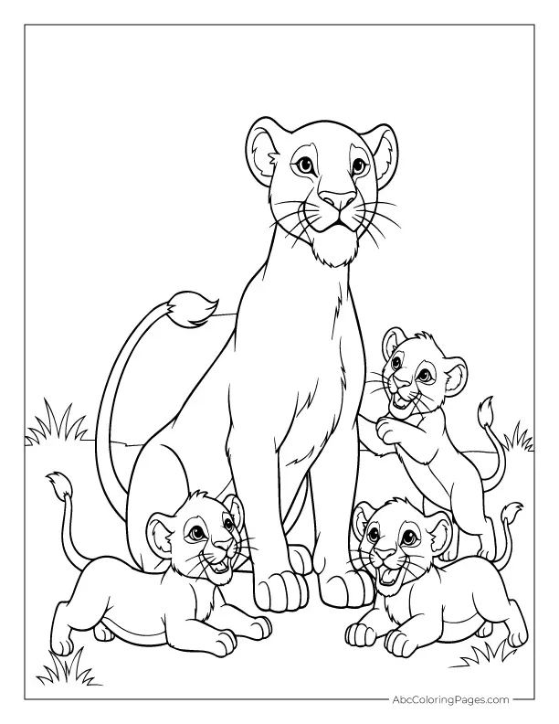 safari animals coloring pages lioness and cubs