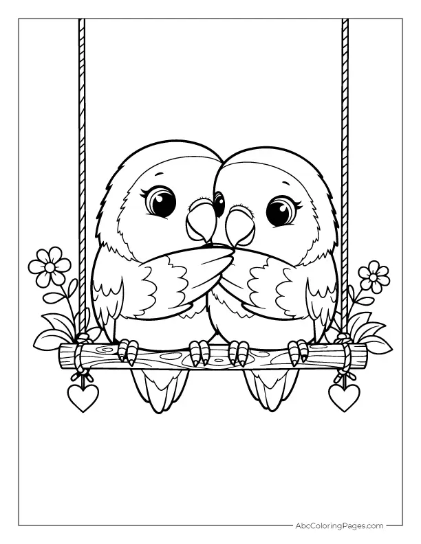 lovebirds coloring page