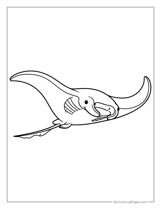 Manta Ray Gliding Through Water printable PDF coloring page