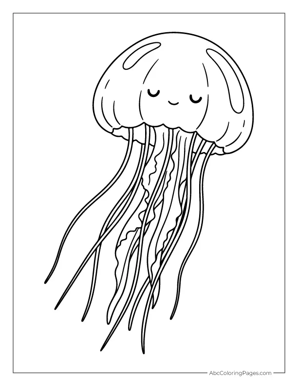 Peaceful Jellyfish Floating printable PDF coloring page