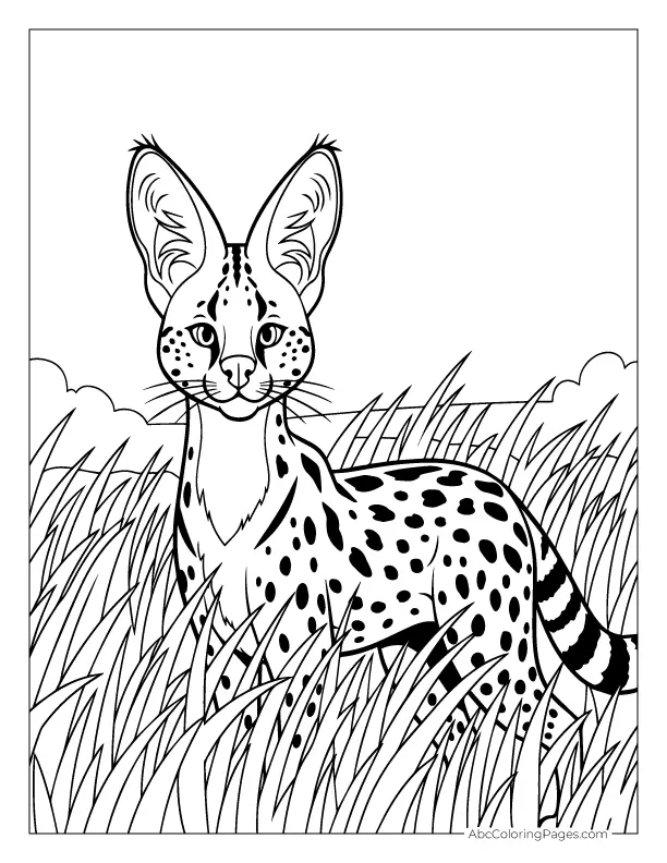 safari animals coloring pages serval cat outline