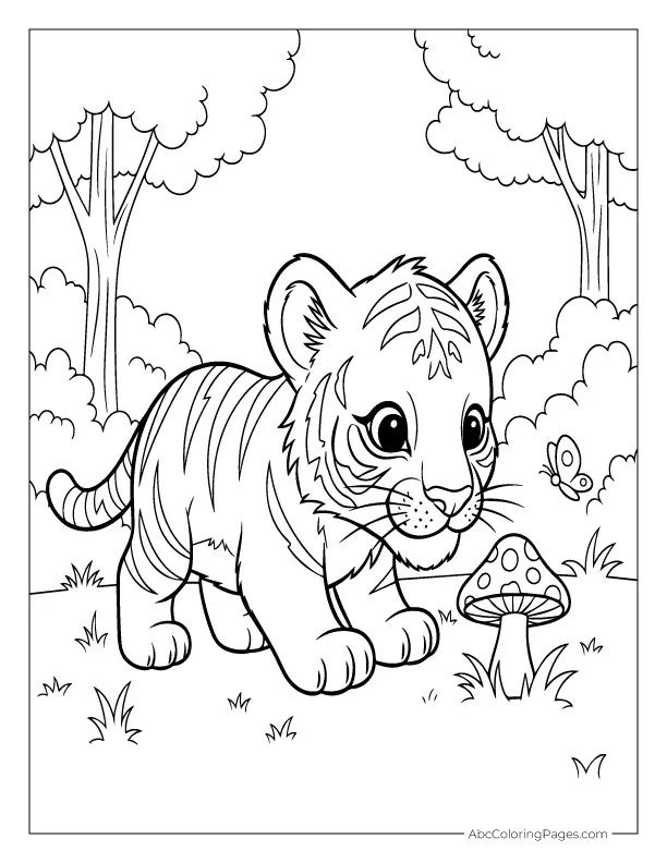 safari animals coloring pages tiger cub exploring