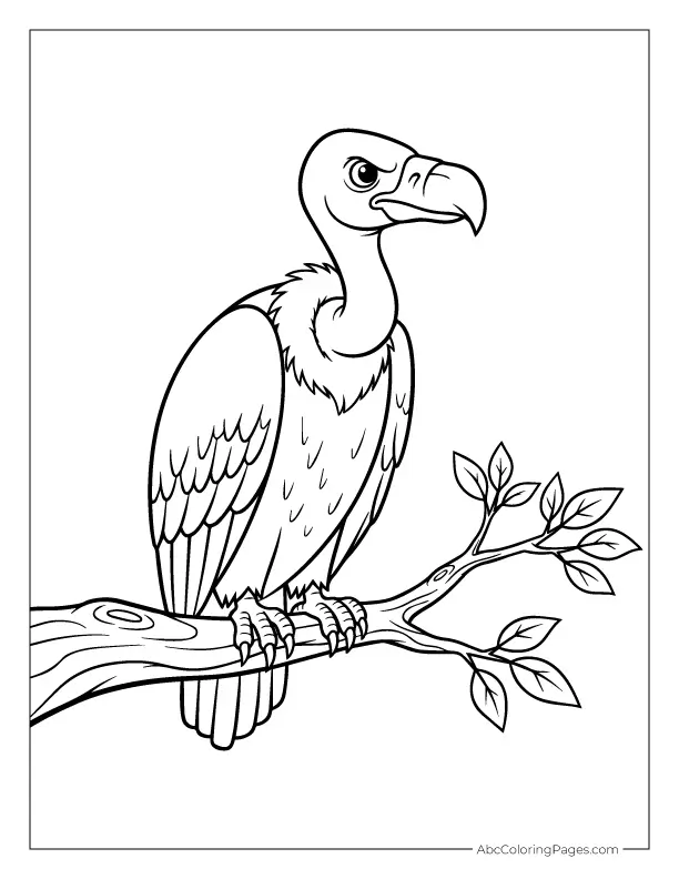 safari animals coloring pages vulture sitting on tree