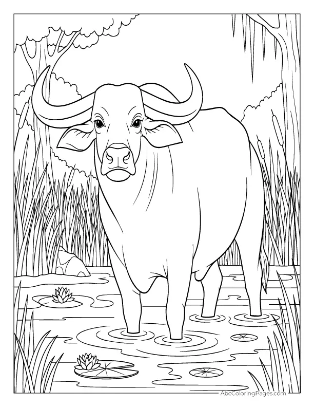 safari animals coloring pages water buffalo in mud