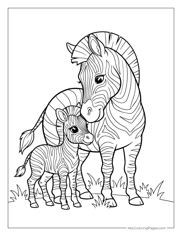safari animals coloring pages baby zebra with mother