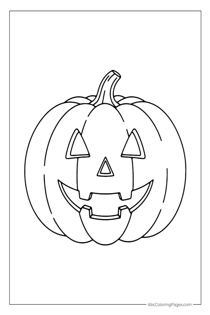 Classic Jack-o'-Lantern with Triangle Eyes printable PDF coloring page