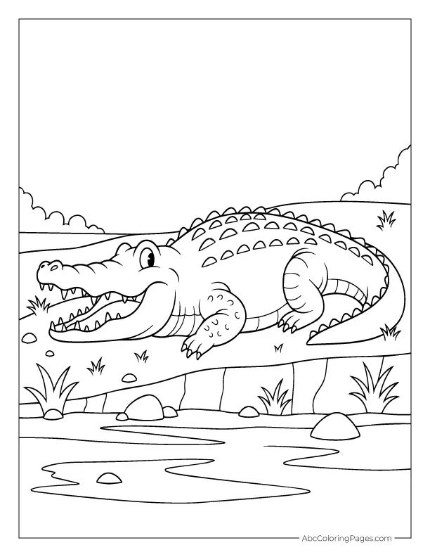 safari animals coloring pages crocodile resting printable
