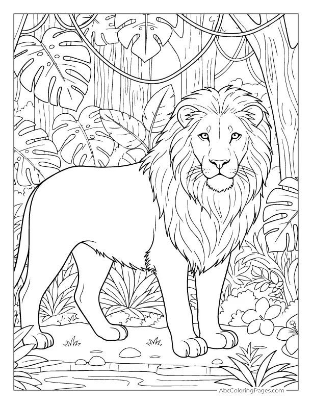 Free Printable Animal Coloring Pages 5 realistic animal coloring pages lion printable.
