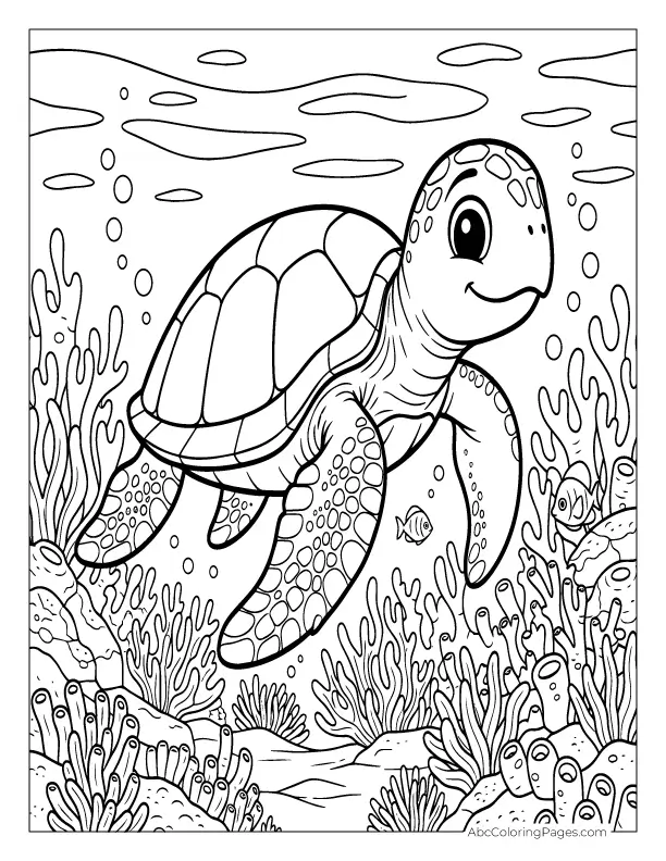 sea animals coloring pages turtle printable